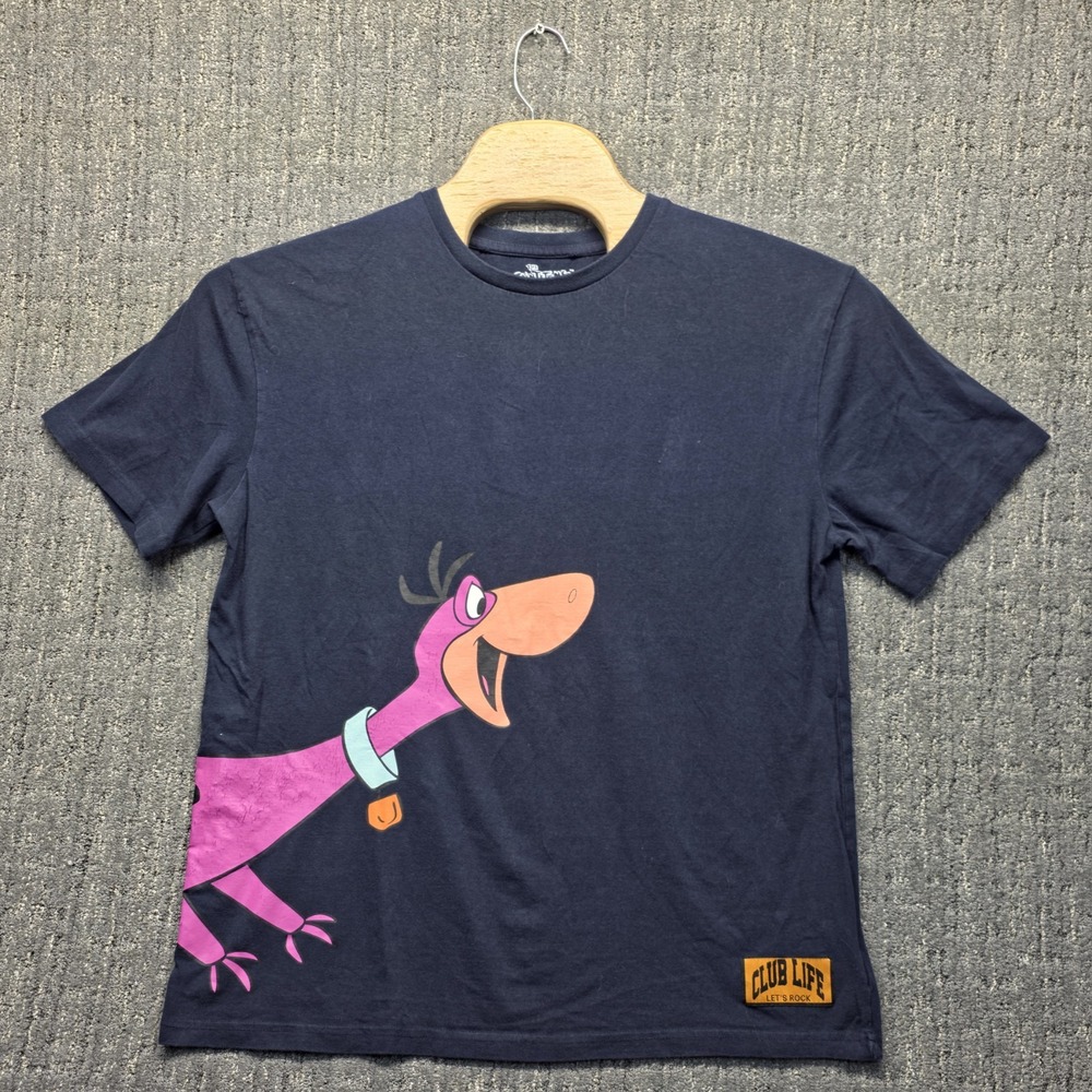 Eleven Paris The Flintstones Dino T-Shirt Mens XL Navy Wrap Around Graphic‎ Tee